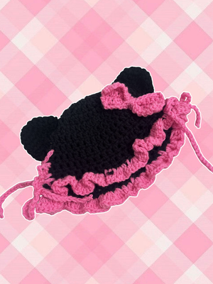 Black & Pink Cat Ear Hat