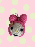 Deep pink my melody head keychain