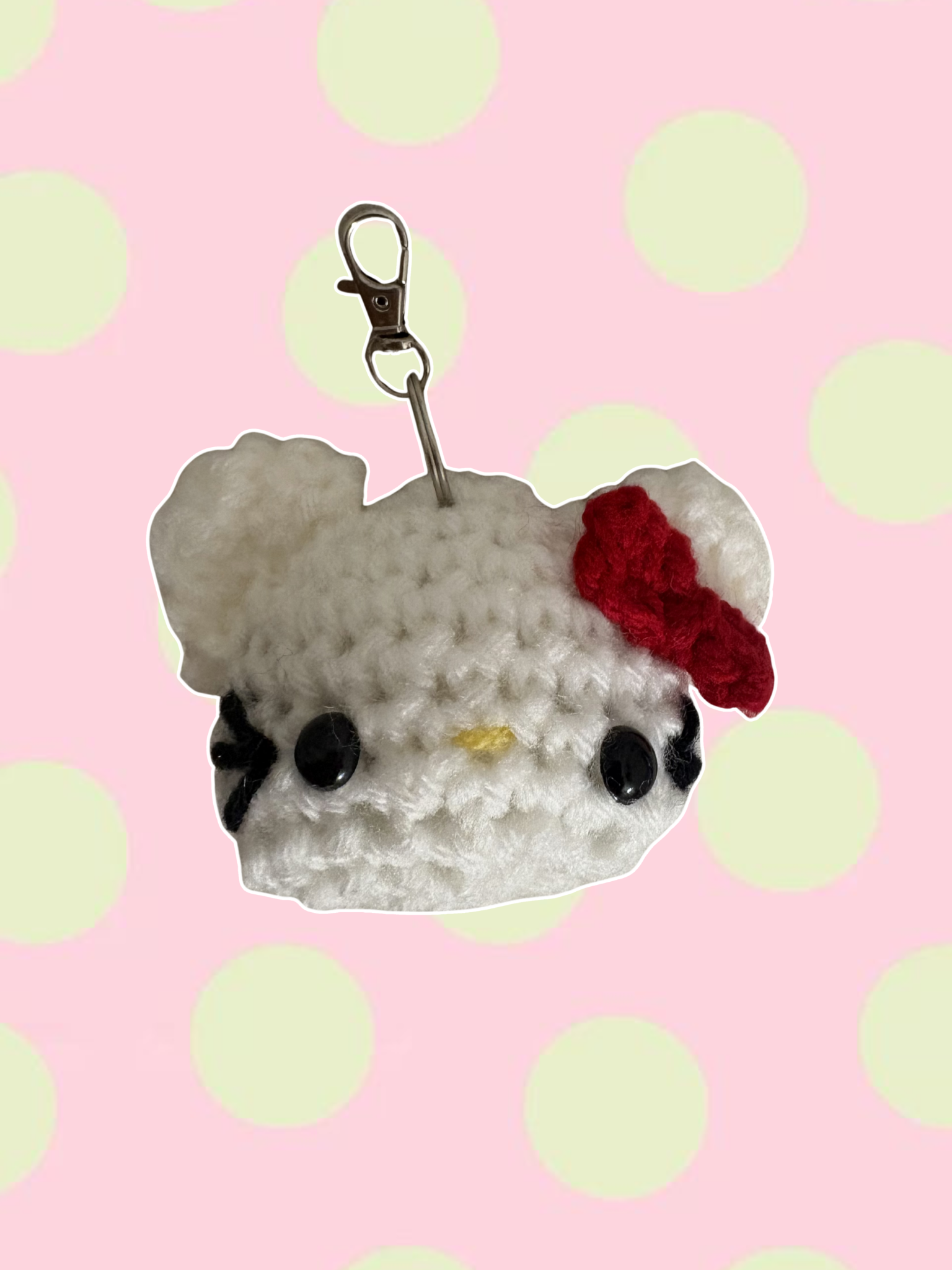 Red Bow Hello Kitty Head Keychain