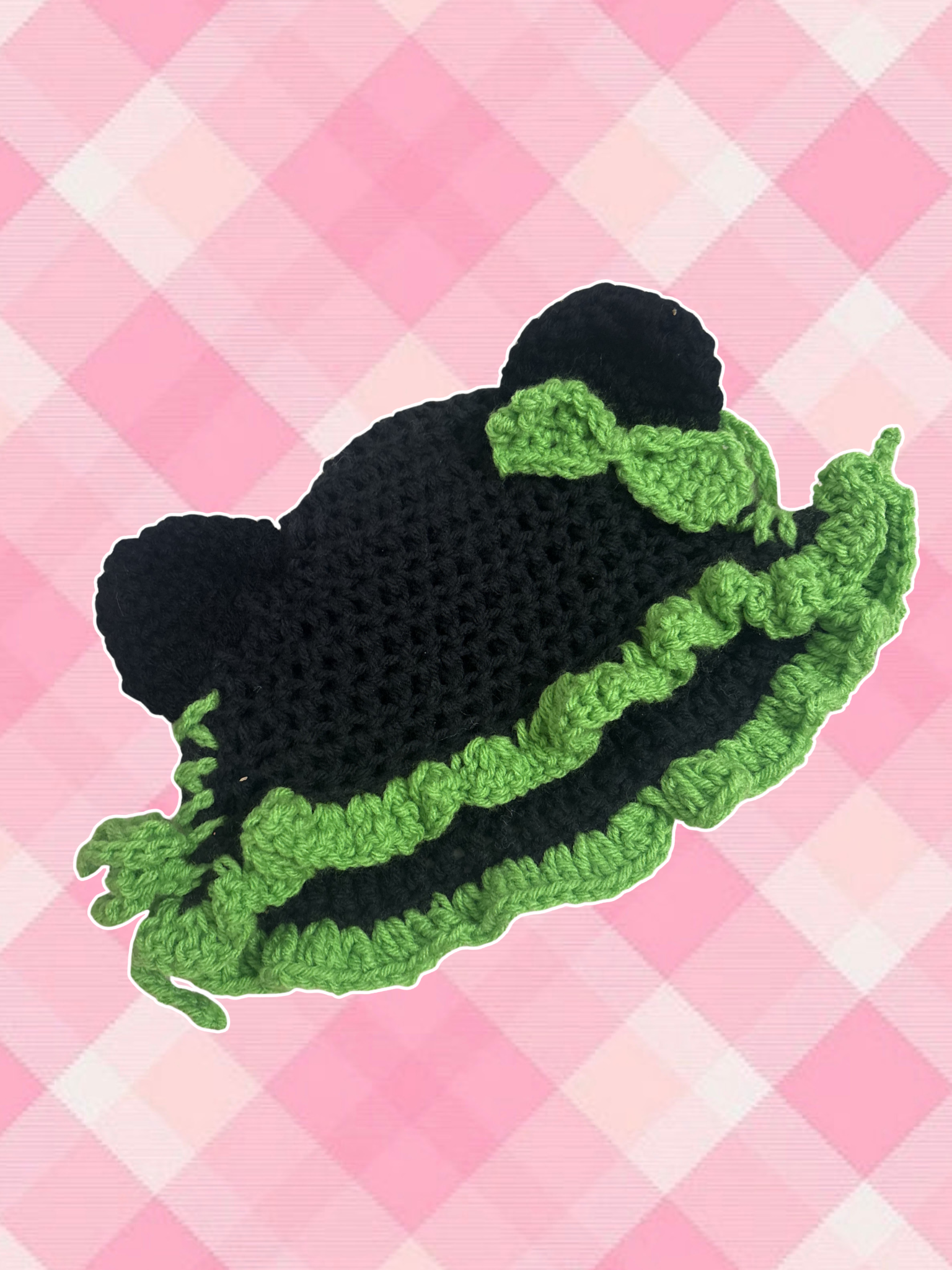 Black & Green Cat Ear Hat