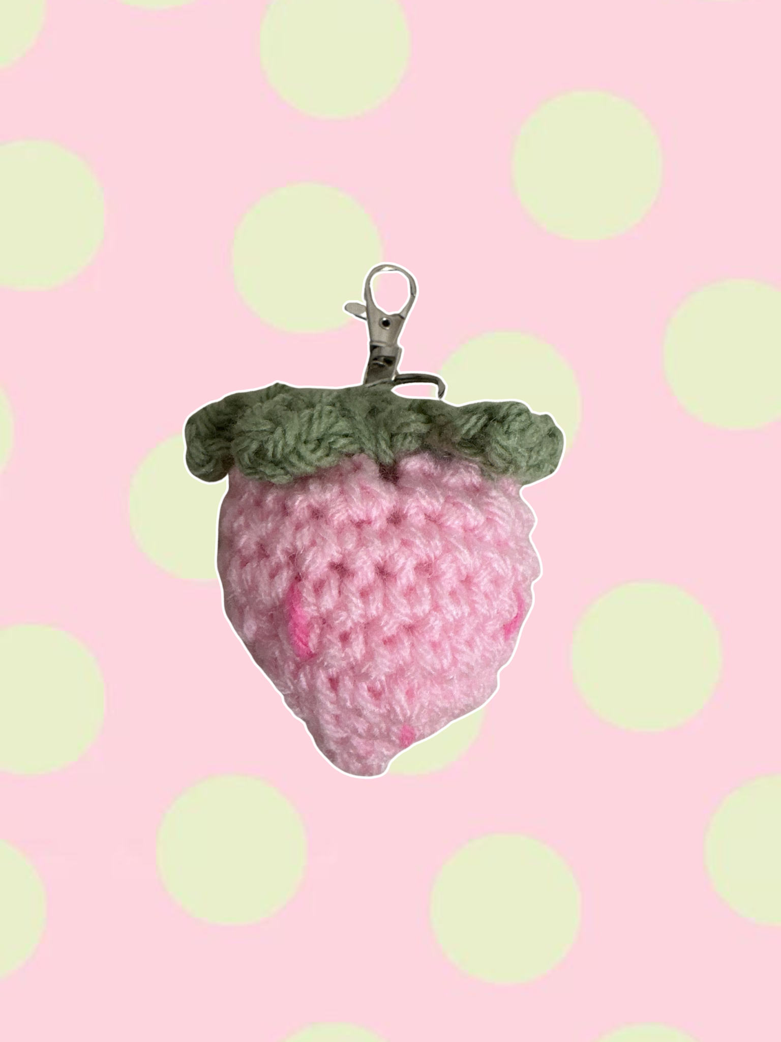 Baby pink strawberry keychain