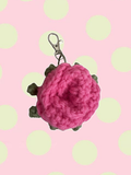 Deep pink rose keychain