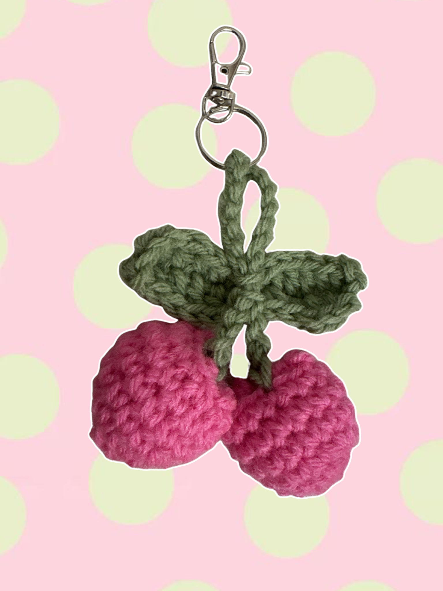 Deep pink cherry keychain