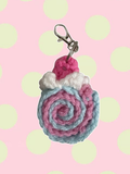 Baby blue Swiss roll keychain