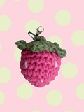 Deep pink strawberry keychain