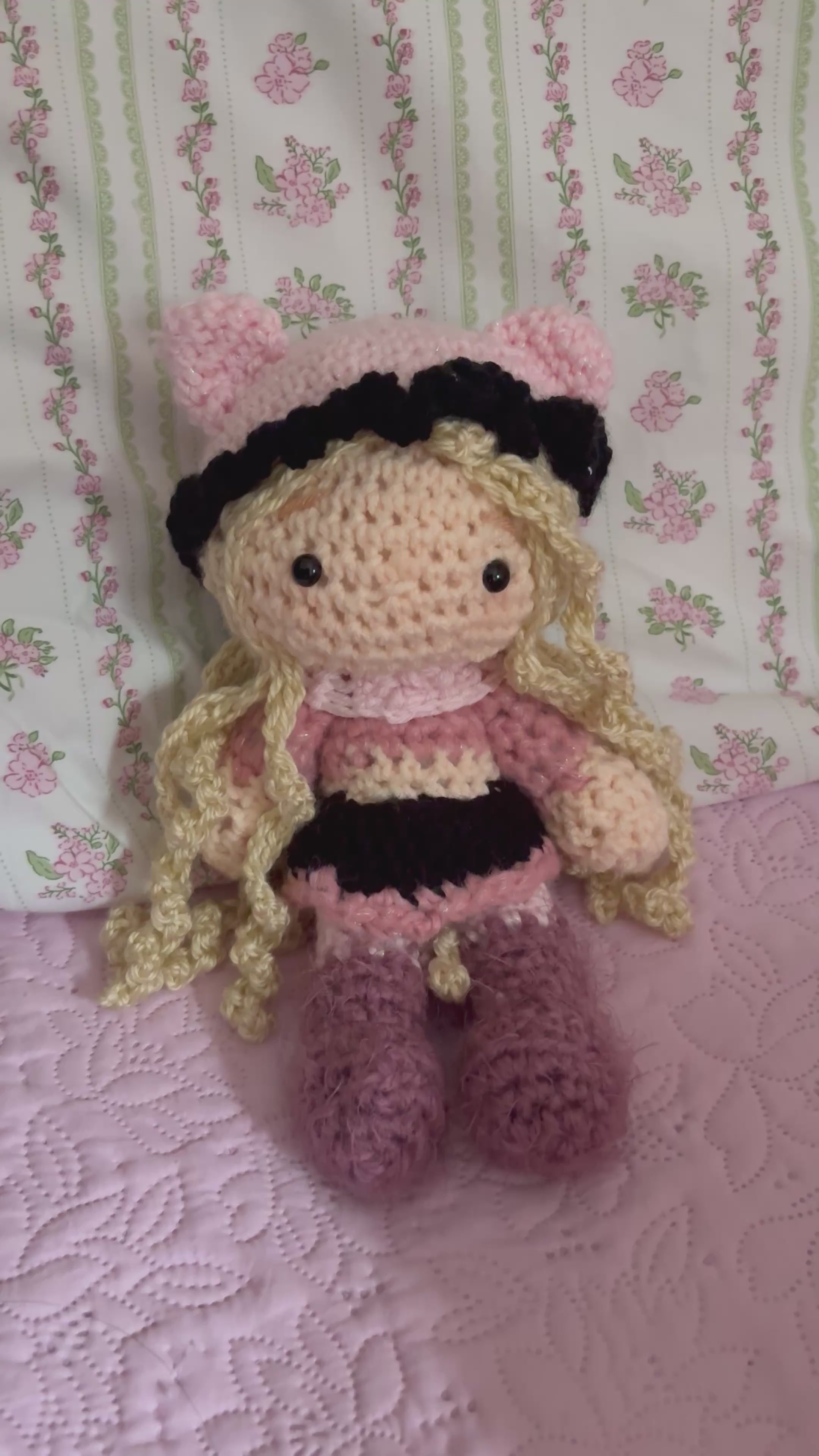 Cat ear hat blonde girl doll
